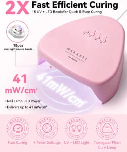 Makartt Compact Travel UV Nail Lamp Gel Polish Plug-in Nail Dryer 5s Flash Cure 99s Mode Dark Thick Gels Auto Sensor 4 Timers