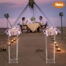 10PCS, 80 cm Wedding Flower Stands Acrylic Wedding Decoration for Tables Bouquet Vase Columns Flower Vase Rectangular Floor Vase