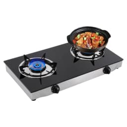 Modern 2 Burners Portable Gas Stove 3.5KW LPG Tempered Glass Countertop Gas Cooker Piezoelectric Ignition 65% Thermal Efficiency