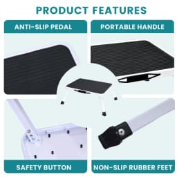 JHK Foldable 1-Step Ladder with Carrying Handle Non-Slip Platform Rubber Feet 330lbs Capacity Sturdy Metal for Kitchen Home