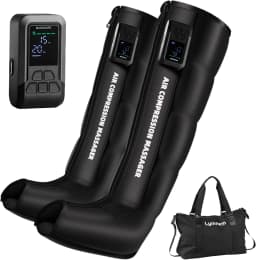 Air Compression Leg Massager for Circulation and Pain Relief, Cordless Full Leg Recovery Boots with Dual Controller