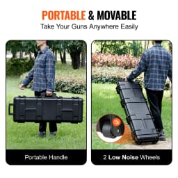 SucceBuy Rifle Hard Case Portable Long Gun Storage Suitcase with 2 Casters Shockproof & Waterproof Airsoft Rifle Protective Case
