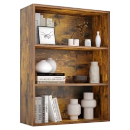 MCQ Wooden 3 Tiers Bookshelf Storage 31.5 Inch Tall Standing Display Bookshelf Sturdy Structure Graduated Shelves for Home