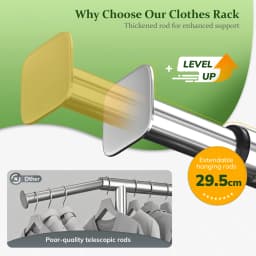 EnHomee 76"W Heavy-Duty Garment Rack – 450 Lbs Capacity, Lockable Wheels, Adjustable Height – For Bedroom, Laundry Room, or Closet