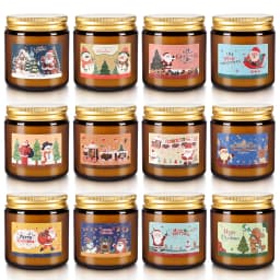 12-Pack Christmas-Themed Apothecary Bottle Scented Candles for Home Decor And Atmosphere Relaxation