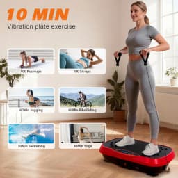 Portable Vibration Plate Exercise Machine Full-Body Workout with Bluetooth Resistance Bands Yoga Straps for Weight Loss &Shaping