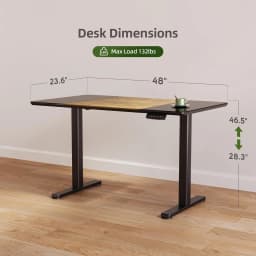 Glass Standing Desk, 48 x 24 Inches Height-Adjustable Desk, Tempered Glass and Wooden Top, Quick Install Home, Customized
