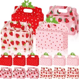 10/15/22pcs Strawberry Party Gift Boxes, Cute Fruit Gift Boxes, Folding Paper Candy Boxes, Suitable for Sweet Strawberry Birthday Parties/Baby Baptism Parties As Decoration Items