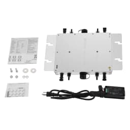 1200W Solar Grid Tie Micro Inverter, W/ Data Monitoring Display LCD Screen IP65 Pure Sine, for 30V/36V Solar Panels NEW (Silver)