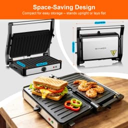 2-Slice Sandwich Maker, 900W Indoor Grill & Panini Press, Adjustable Temperature Control, 180° Flat Opening, Cool-Touch Handle, Kitchen Appliance Gift