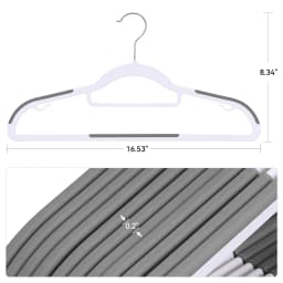 Pack of 30/50 Clothes Hangers, Space Saving Plastic Hangers, Non-Slip, 0.2 Inches Slim, 360° Swivel Silver Hook for Shirts, Pants & Wet/Dry Garments, White and Dark Gray
