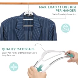 Pack of 30/50 Clothes Hangers, Space Saving Plastic Hangers, Non-Slip, 0.2 Inches Slim, 360° Swivel Silver Hook for Shirts, Pants & Wet/Dry Garments, White and Dark Gray