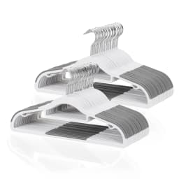 Pack of 30/50 Clothes Hangers, Space Saving Plastic Hangers, Non-Slip, 0.2 Inches Slim, 360° Swivel Silver Hook for Shirts, Pants & Wet/Dry Garments, White and Dark Gray