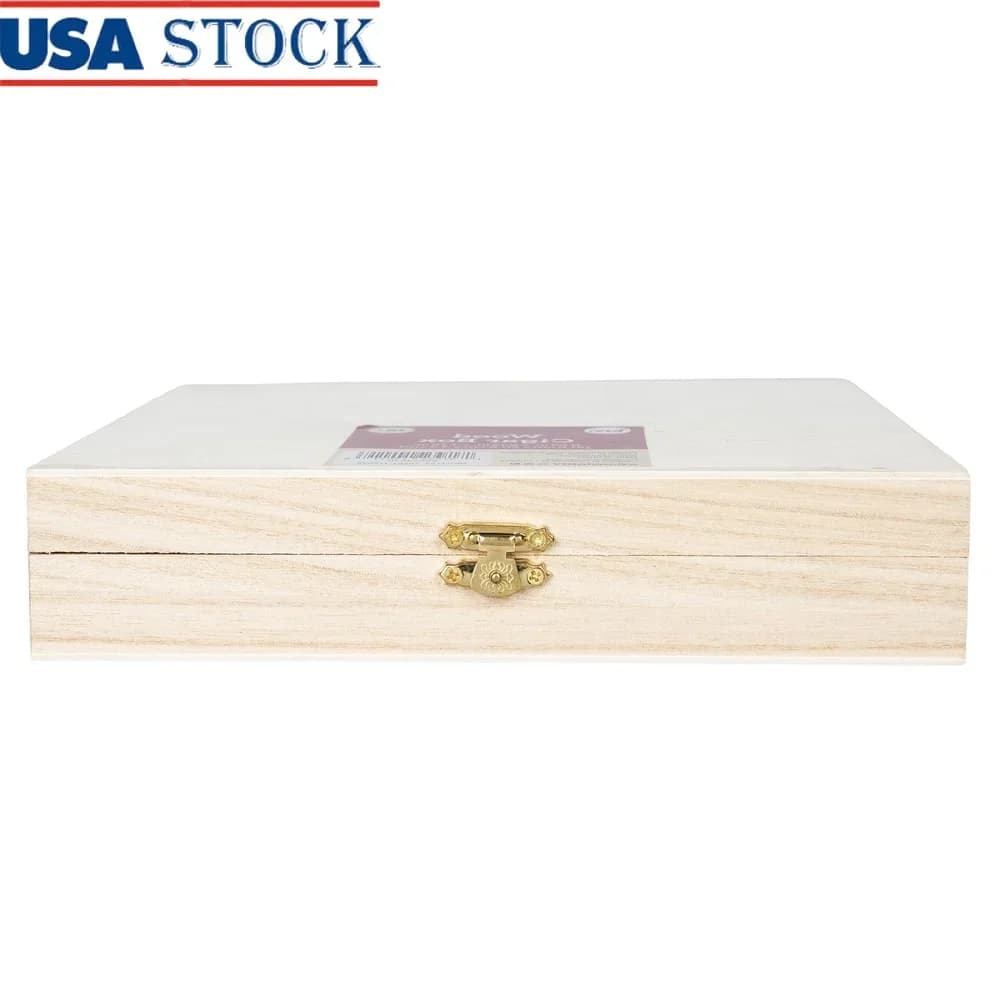 Unfinished Wood Cigar Box Crafting DIY Projects Hinged Keepsake Storage Box Jewelry Organizer Art Supplies Minimalist Design