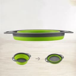 Green Single-Piece Collapsible Silicone Strainer - Multi-Purpose Colander for Pasta Fruits Vegetables Kitchen Travel