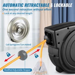 SucceBuy Retractable Extension Cord Reel 45 FT / 65 FT with Lighted Triple Tap Outlet 180° Swivel Bracket Heavy Duty Power Cord