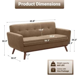 65.2" W Loveseat Sofa, Mid Century Modern Decor Love Seat Couches, Button Tufted Upholstered, Customized
