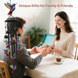 Colorful Hummingbird Wind Chimes Metal Aluminum Tube Bells Wind Chime Waterproof Outdoor Decorative Wind Chime For Patio Porch Garden Balcony Memorial Sympathy Birthday Holiday Gift For Family Friends