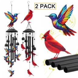 Colorful Hummingbird Wind Chimes Metal Aluminum Tube Bells Wind Chime Waterproof Outdoor Decorative Wind Chime For Patio Porch Garden Balcony Memorial Sympathy Birthday Holiday Gift For Family Friends