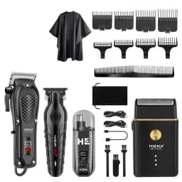 HIENA PRO Professional Hair Clipper Set Cordless Barber Kit and Hair Cutting Set Electric Foil Shavers and Beard Trimmers set