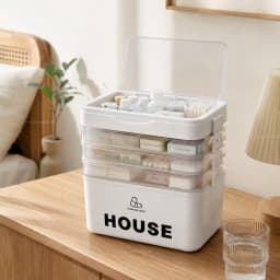 YX Large-Capacity Multi-Tier Stackable Storage Box Practical Portable Home First Aid Emergency Kit with Transparent Lid and Handles Organizer for Pills Crafts Hair Accessories Cosmetics Small Items Kitchen Bathroom Office Dorm Travel