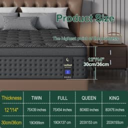 12/14inch Memory Foam Hybrid Mattress With Pocket Springs, Twin, Full, Queen, King, Sizes In A Box, Medium Firm, Mattresses For Support Comfort, Fiberglass-Free Suitable For Home Bedrooms, Hotels And Halls Of Residence