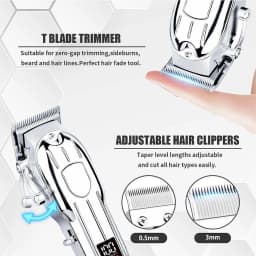 Professional 2-in-1 Gold Hair Clipper & Trimmer Set with LCD Display, USB Rechargeable T-Blade Hair Trimme for Men’s Haircut & Beard Styling
