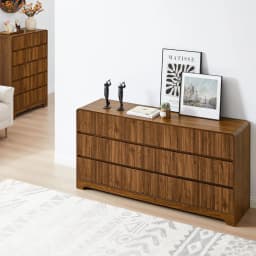 Fluted 9-Drawer Dresser 63" Wide Curved Deep Drawer Wood Bedroom Living Room TV Stand, Customized