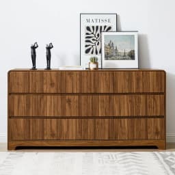 Fluted 9-Drawer Dresser 63" Wide Curved Deep Drawer Wood Bedroom Living Room TV Stand, Customized