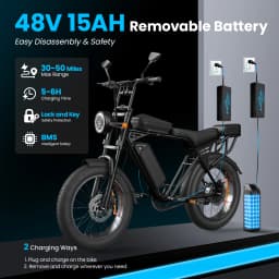 X5 E Bike 1500W Peak Power 48V15AH Removable Battery Electric Bike Dual Disc Brake 20-Inch All-terrain Fat Tire Electric Bicycle