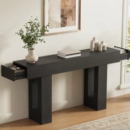 63in Long Console Table with Drawers Wood Industrial Sofa Entry Table for Living Room Hallway, Customized