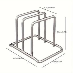 1pc Space-Saving Stainless Steel Pot Lid and Cutting Board Organizer Combo - Heavy-Duty Countertop Rack, kitchen organizer