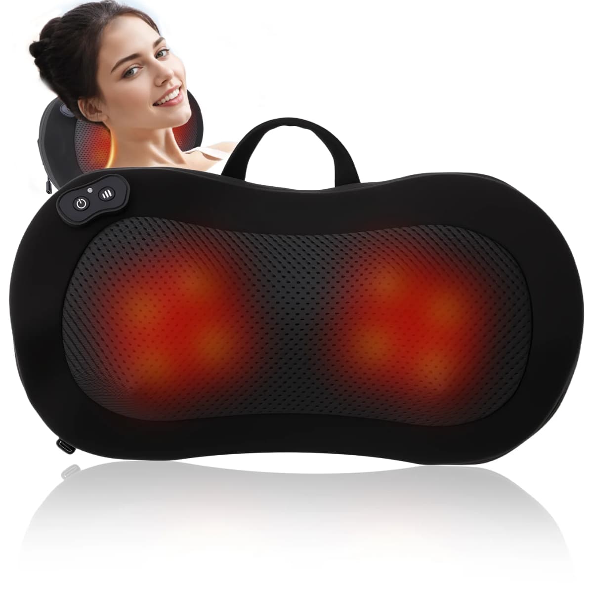 LEERCON Shiatsu Back Massager for Deep Tissue, Cordless Portable Back And Neck Massager with Heat, 3D Kneading Lower Back Electric Massage Pillow, Suitable for Men And Women.