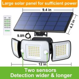 Intelamp Top Brand Long Life 4000Mah Outdoor Solar Led Lights Spotlight Large Solar Panel With 3 Modes Two Motion Sensors Security Flood Light Wall Lamp For Garden Yard Garage