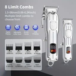 Professional Cordless Hair Clipper Set with Digital Display, T-Blade Trimmer & Hair Clipper & Guide Combs Hair Grooming for Men’s Barber Salon-Grade Haircutting at Home Gifts for Men