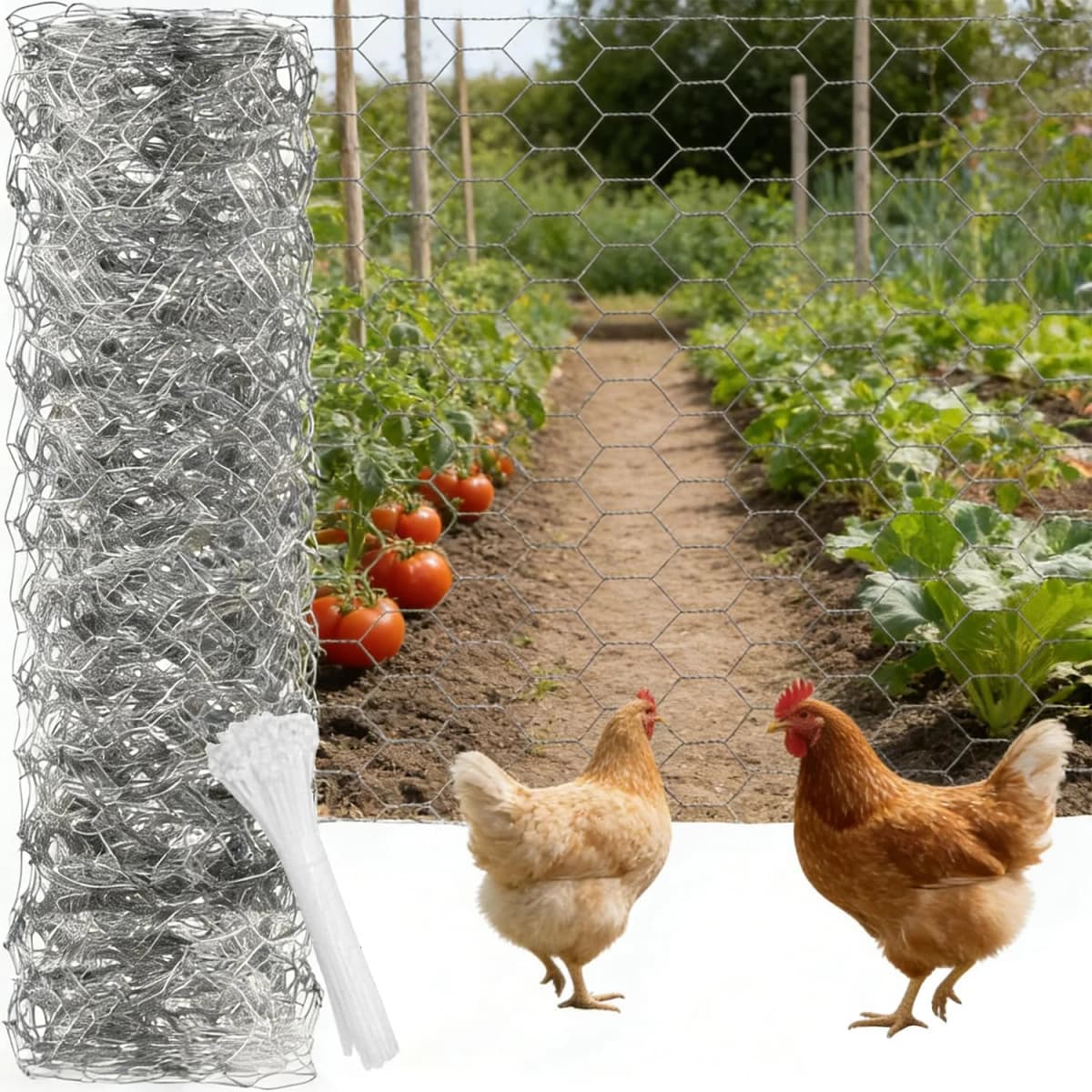 Galvanized Chicken Wire Mesh Fencing, Anti-Rust Hexagonal Net for Outdoor Gardening, Protect Plants/Vegetables/Flowers/Fruits from Dogs, Rabbits, Squirrels