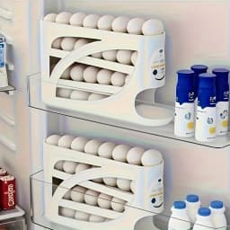 1PC Stackable Refrigerator Egg Holder Auto Sliding Space Saving Large Capacity Transparent PP Fresh Keeping Egg Rack