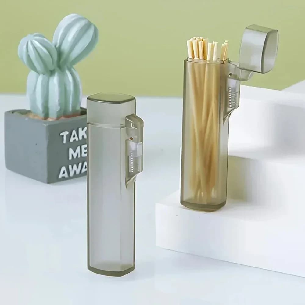 Portable Plastic Toothpick Case - Clear Toothpick Holder for Outdoor Travel, Kitchen, and Restaurant Supplies