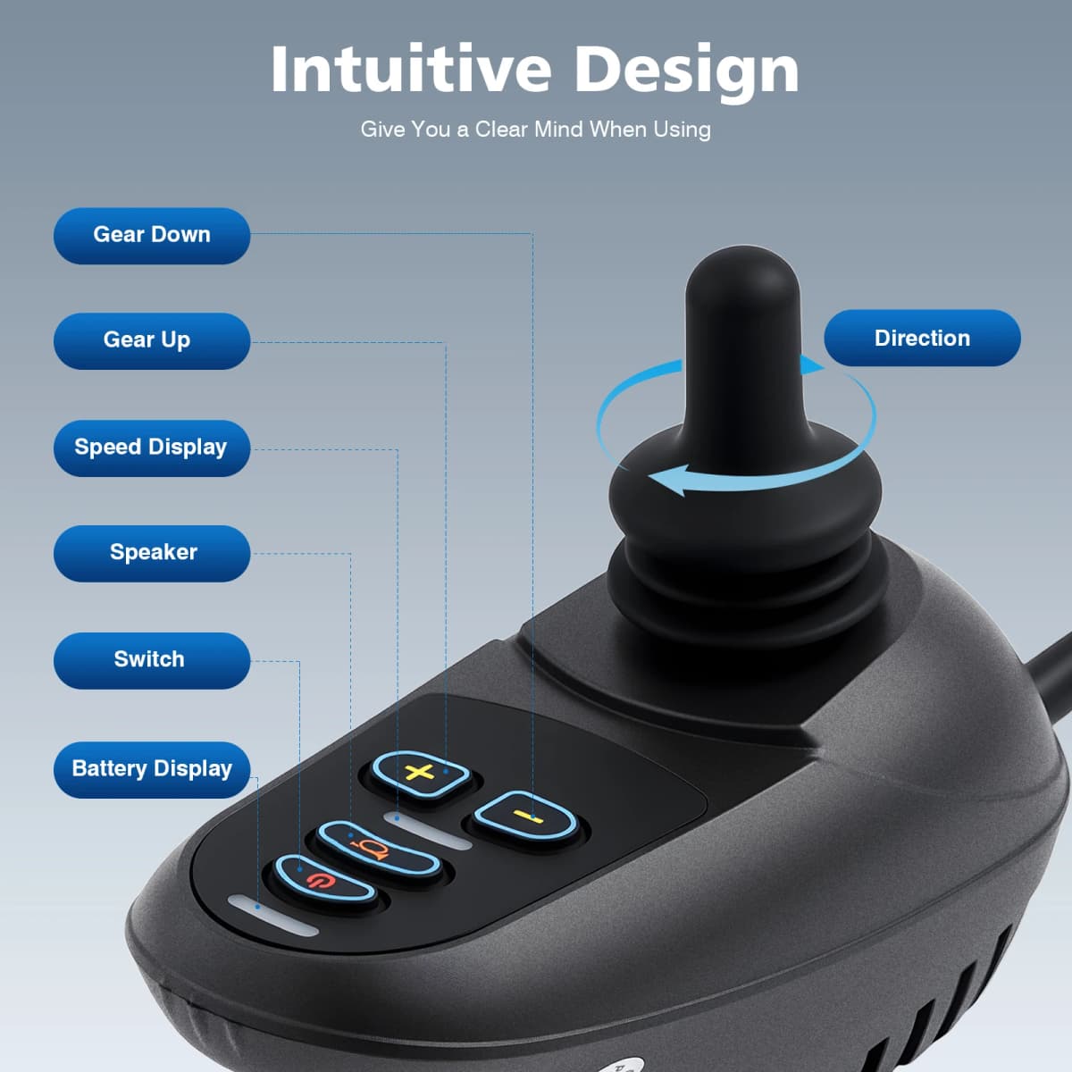 Electric Wheelchair Joystick Controller 50A DC24V ML2P+ Connection Aluminum Alloy Body 5-Speed Adjustment for Replacement Parts