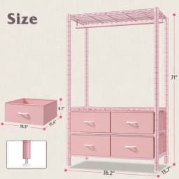 EnHomee Heavy Duty Portable Garment Rack – 4 Drawers & Shelves, Sturdy & Durable – Clothing Hanger for Hanging Clothes