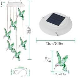 2/1pcs Solar Hummingbird Wind Chimes Colorful Gradient LED Lights Garden Balcony Decoration Pendant No Need to Plug In and Swing