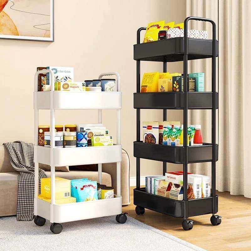 Multi-functional Moveable Trolley Kitchen Organizer Cart With Wheels Multi-Layer Bathroom Shelves Household Snacks Storage Rack