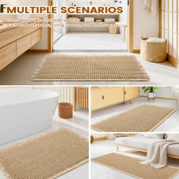XM-Luvetoria 1pc Waffle Bath Mat Super Absorbent Non-Slip Machine Washable Bathroom Rugs with Quick Dry Ultra Soft Design Boho Farmhouse Decor Rubber Backed for Safety Bath Rug for Bathroom Rug Kitchen Room Bedroom Laundryroom