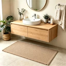 XM-Luvetoria 1pc Waffle Bath Mat Super Absorbent Non-Slip Machine Washable Bathroom Rugs with Quick Dry Ultra Soft Design Boho Farmhouse Decor Rubber Backed for Safety Bath Rug for Bathroom Rug Kitchen Room Bedroom Laundryroom