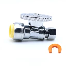 KING SMART 1/2" push fit * 3/8" Comp. OD 1/4 Turn Straight Stop Valve; For PEX Pipe, PERT, CPVC, Copper Pipe; 10Pcs/Case; 80520