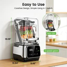 68oz Commercial Blender with Quiet Shield 2200W 6 in 1 Countertop Food Processor Easy Cleaning, for Juice, Ice Shakes, Smoothies