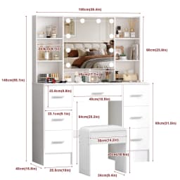 Minimalist Natural Wood Vanity with Light-Up Mirror – 3 Light Modes, Slide-Out Drawers & Shelves