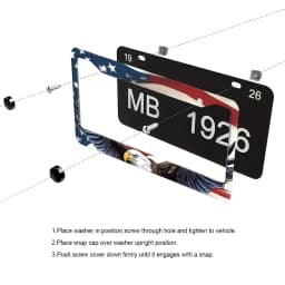 American flag and eagle license plate frame 1 piece - aluminum frame, weatherproof and rainproof, suitable for all models