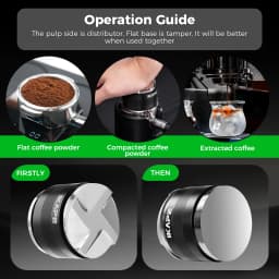 IKAPE Coffee Distributor & Tamper, 2 in 1 Adjustable Depth Espresso Distributor Tool Fit for 51/54/58mm Bottomless Portafilter