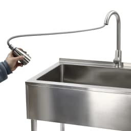 Stainless Steel Utility Sink with Faucet, Shelf & Drainboard for Laundry Garage Restaurant Outdoor 35.8x21.8